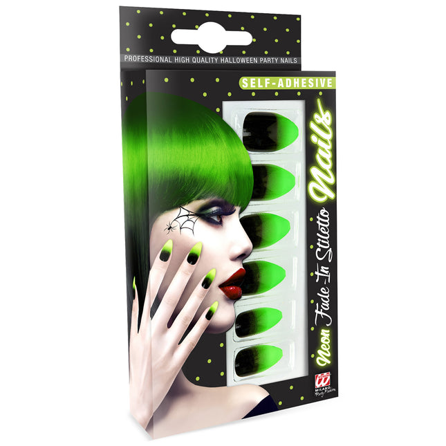 Faux ongles d'Halloween Noirs Verts