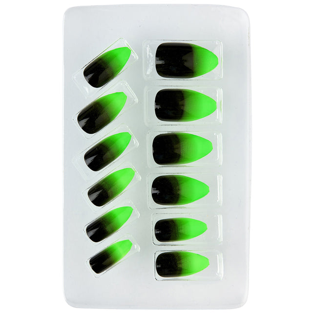 Faux ongles d'Halloween Noirs Verts