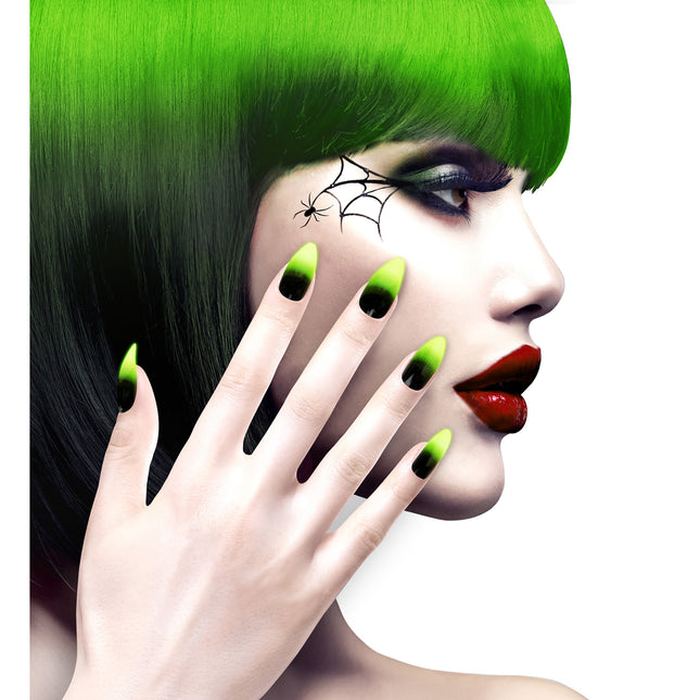 Faux ongles d'Halloween Noirs Verts
