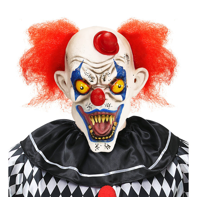 Masque d'Halloween Clown avec cheveux et chapeau
