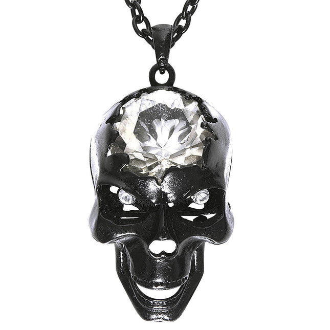 Collier d'Halloween Crâne avec pierre précieuse