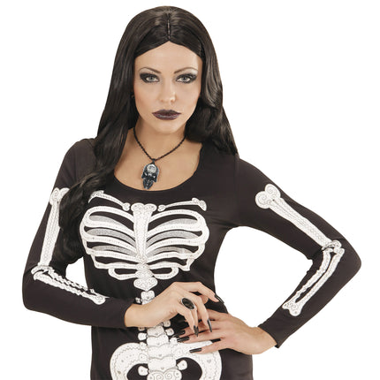 Collier d'Halloween Crâne avec pierre précieuse
