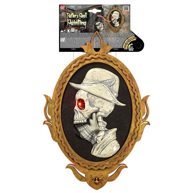 Décoration murale d'Halloween Squelette avec mouvement, lumière et son 48cm