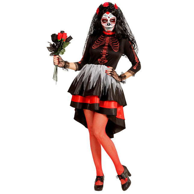 Robe Dia De Los Muertos Rouge Noir Dames
