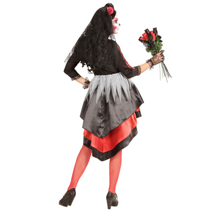 Robe Dia De Los Muertos Rouge Noir Dames