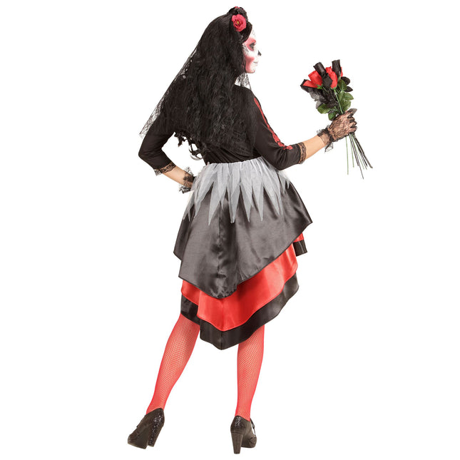 Robe Dia De Los Muertos Rouge Noir Dames