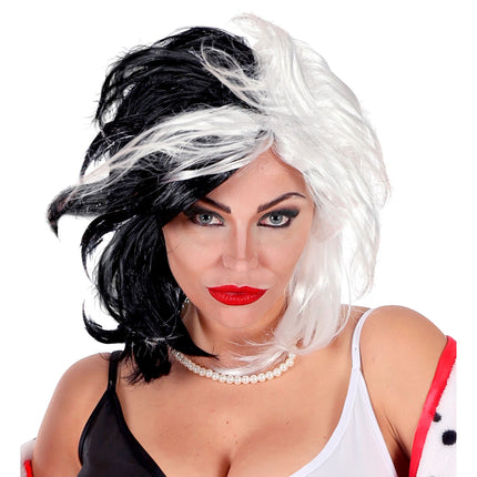 Perruque blanche et noire Cruella
