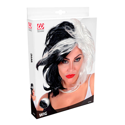 Perruque blanche et noire Cruella