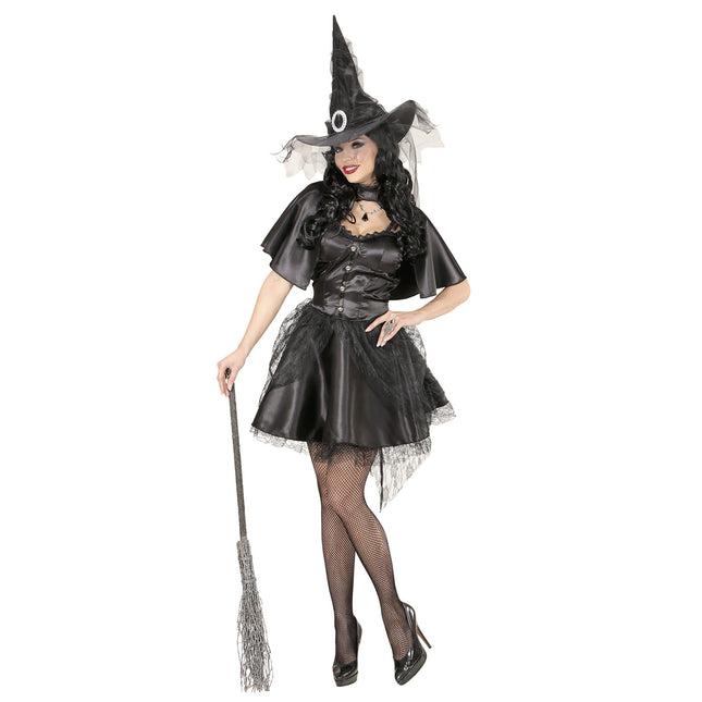 Robe d'Halloween Noir Dames Sorcière Tulle 3 pièces