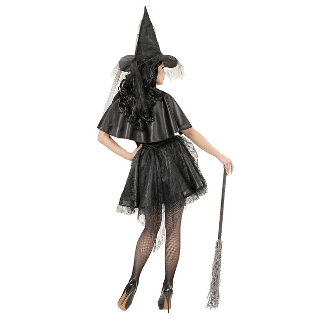 Robe d'Halloween Noir Dames Sorcière Tulle 3 pièces