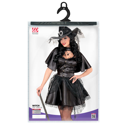 Robe d'Halloween Noir Dames Sorcière Tulle 3 pièces