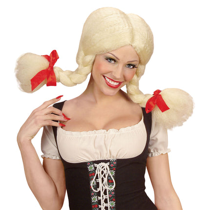 Perruque Oktoberfest blonde Heidi pliable