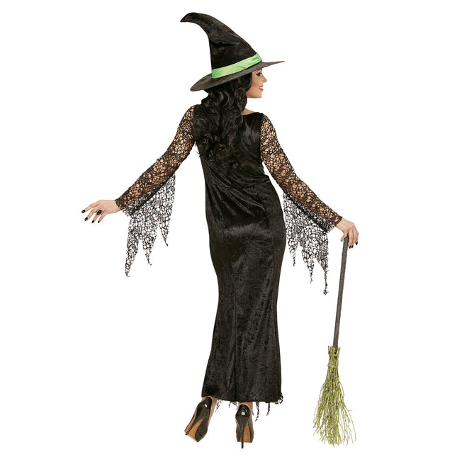 Robe d'Halloween Noir Dames Sorcière Dentelle