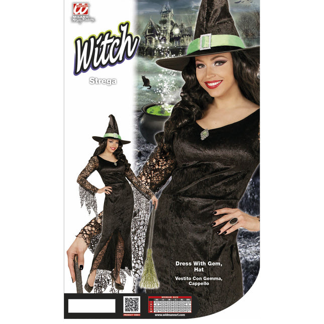 Robe d'Halloween Noir Dames Sorcière Dentelle