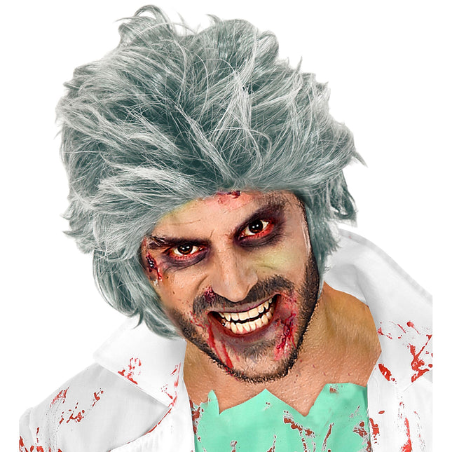 Perruque d'Halloween Zombie argenté