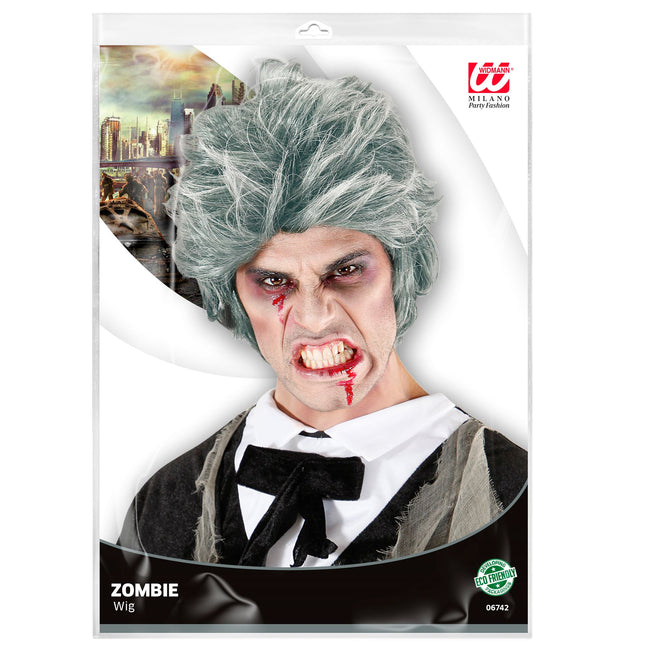 Perruque d'Halloween Zombie argenté