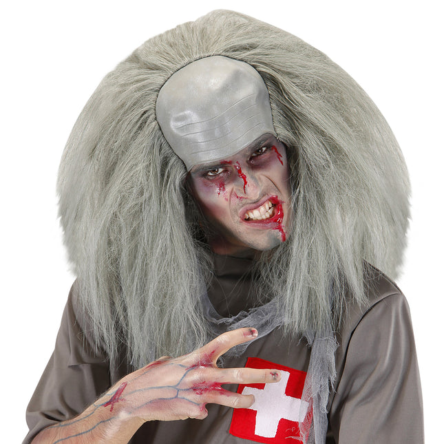 Perruque d'Halloween Gris Zombie Chauve