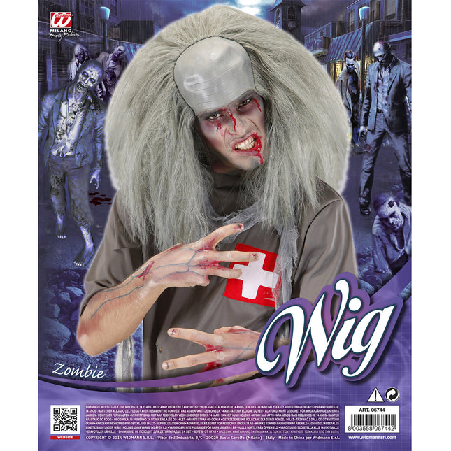 Perruque d'Halloween Gris Zombie Chauve