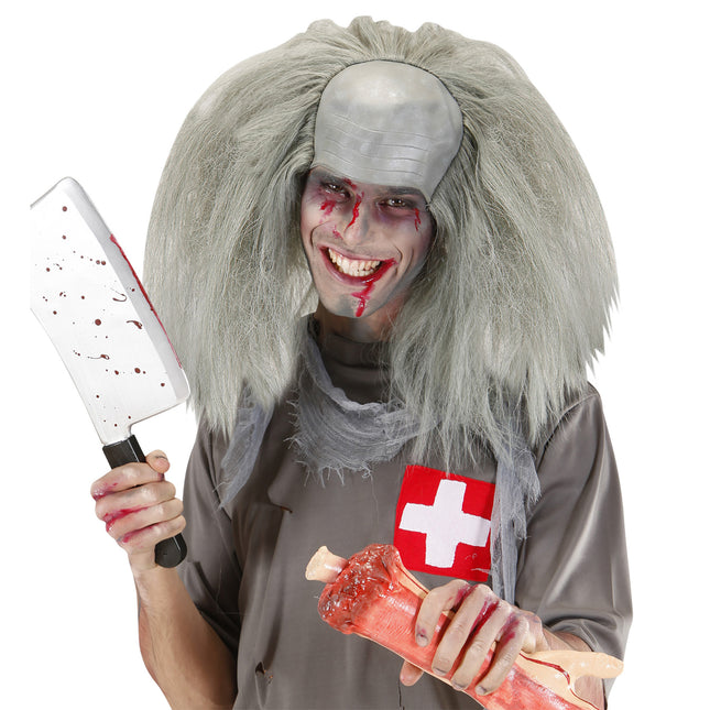 Perruque d'Halloween Gris Zombie Chauve