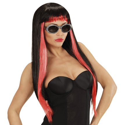 Perruque d'Halloween Noir Rouge Gothique