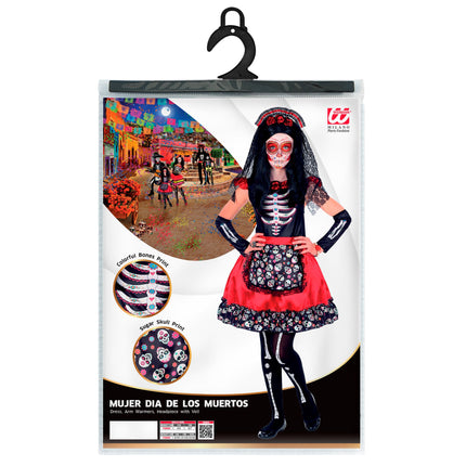 Robe Dia De Los Muertos Noir Rouge Fille