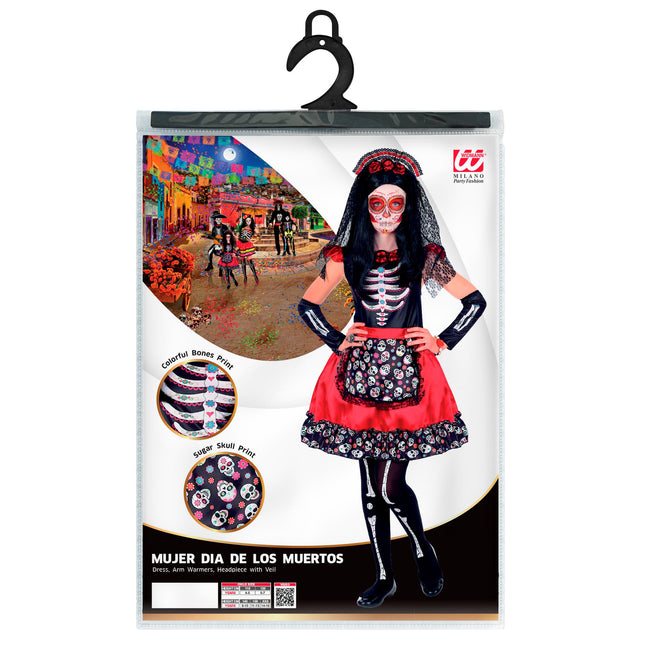 Robe Dia De Los Muertos Noir Rouge Fille