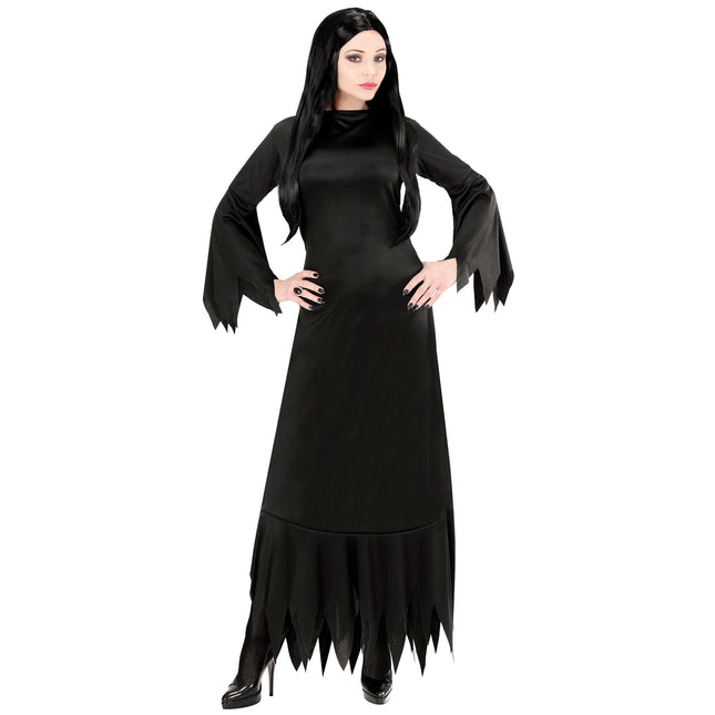 Robe d'Halloween Noir Dames Mortisia Long
