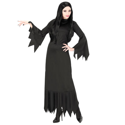 Robe d'Halloween Noir Dames Mortisia Long