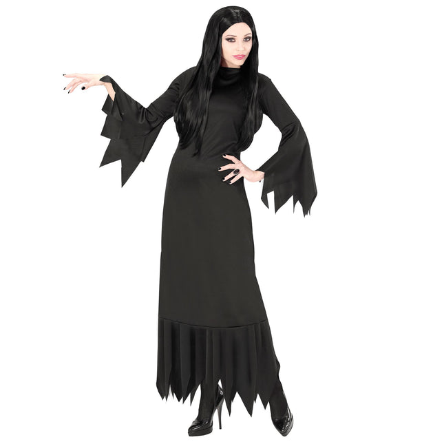Robe d'Halloween Noir Dames Mortisia Long