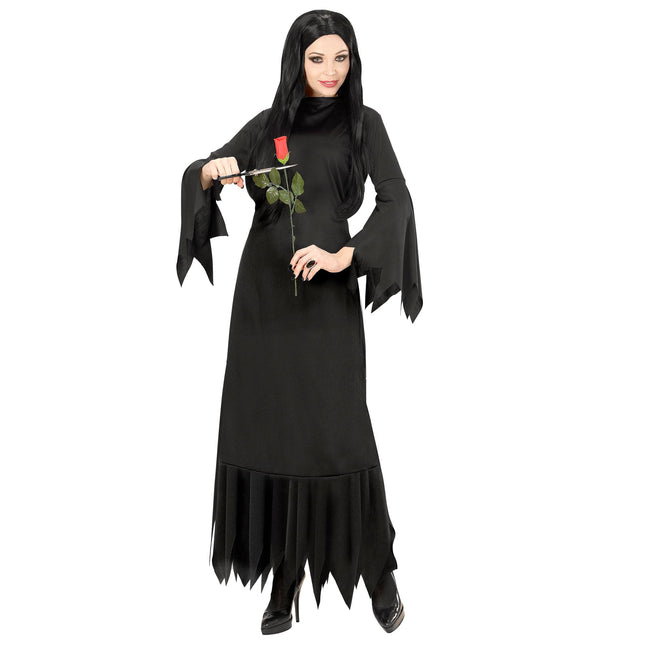 Robe d'Halloween Noir Dames Mortisia Long