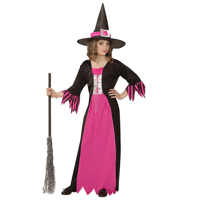 Robe d'Halloween Noir Rose Fille Sorcière