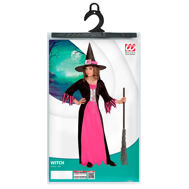 Robe d'Halloween Noir Rose Fille Sorcière