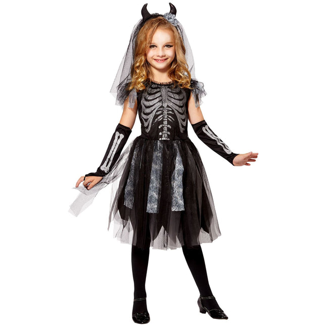Robe d'Halloween Fille Mariée Squelette