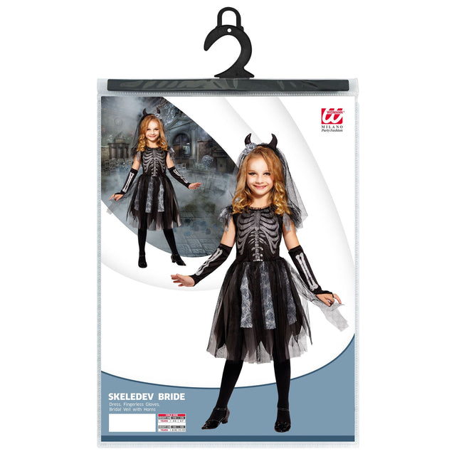 Robe d'Halloween Fille Mariée Squelette