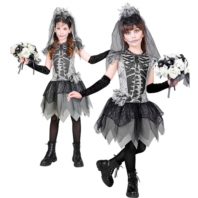 Robe d'Halloween Fille Mariée Squelette