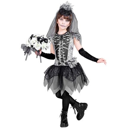 Robe d'Halloween Fille Mariée Squelette