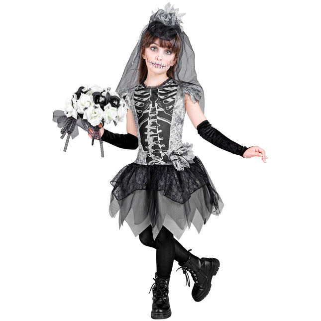 Robe d'Halloween Fille Mariée Squelette