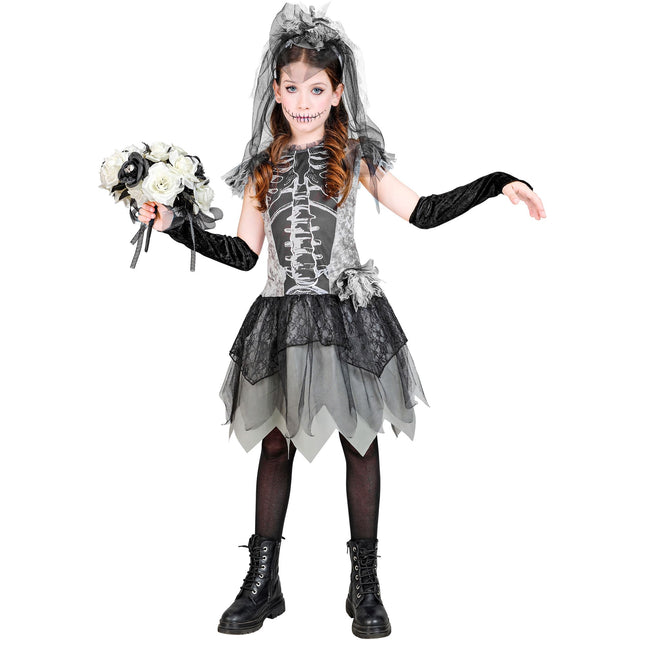 Robe d'Halloween Fille Mariée Squelette