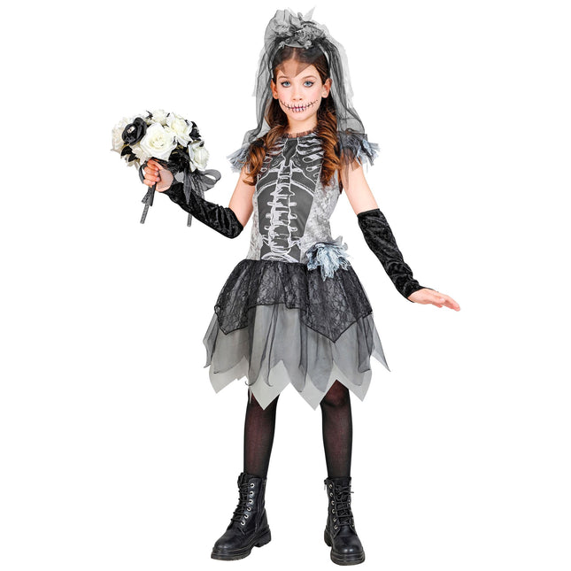 Robe d'Halloween Fille Mariée Squelette