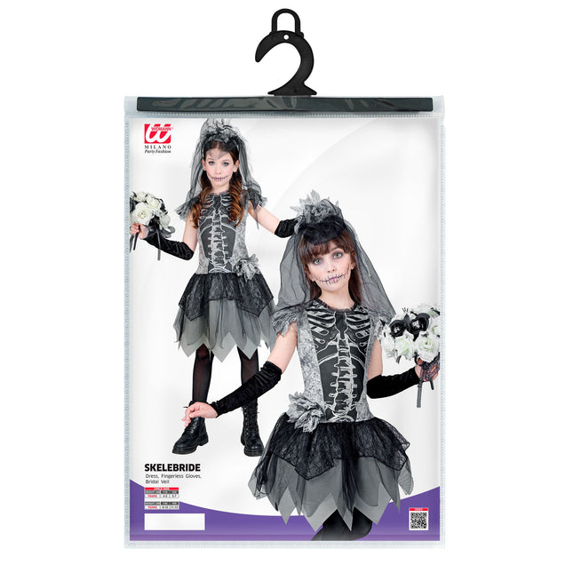 Robe d'Halloween Fille Mariée Squelette