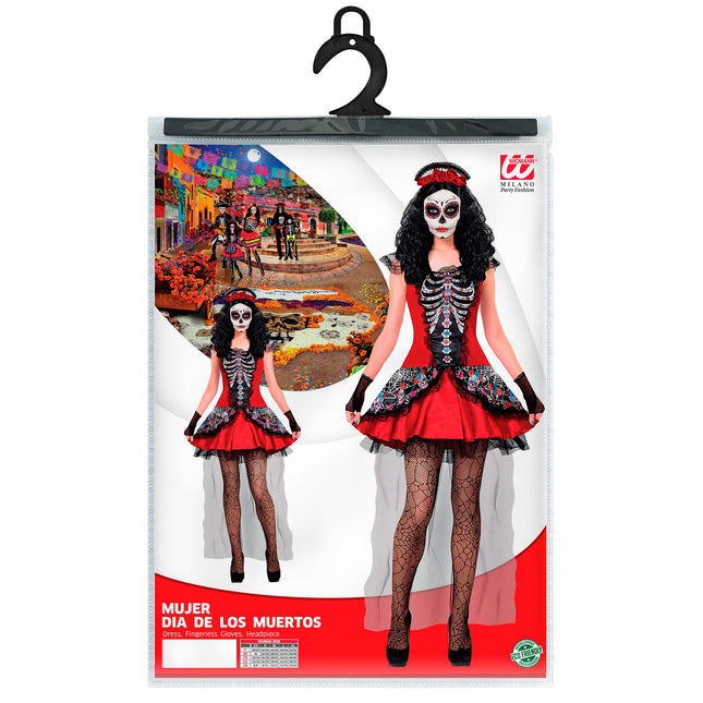Robe Dia De Los Muertos Noir Rouge Dames