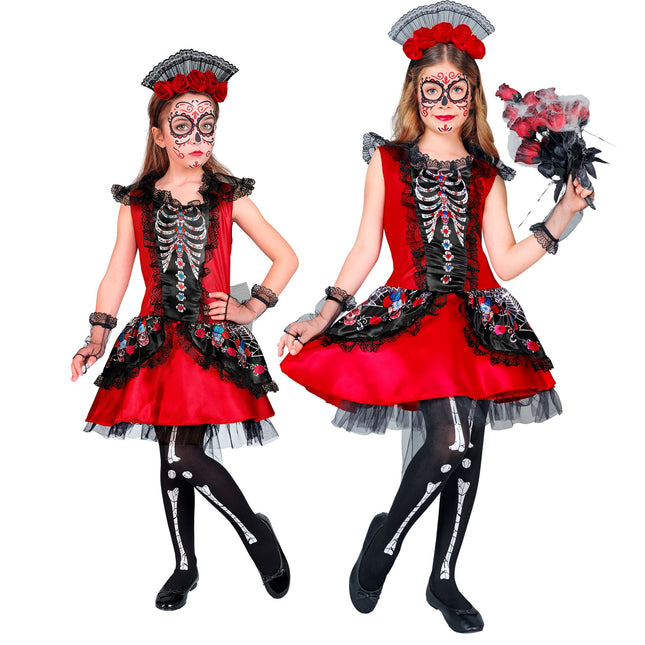 Robe Dia De Los Muertos Noir Rouge