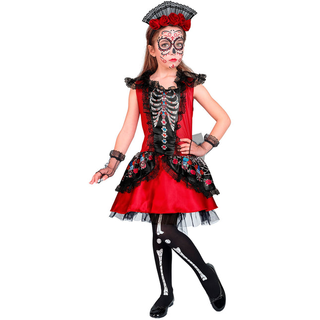 Robe Dia De Los Muertos Noir Rouge