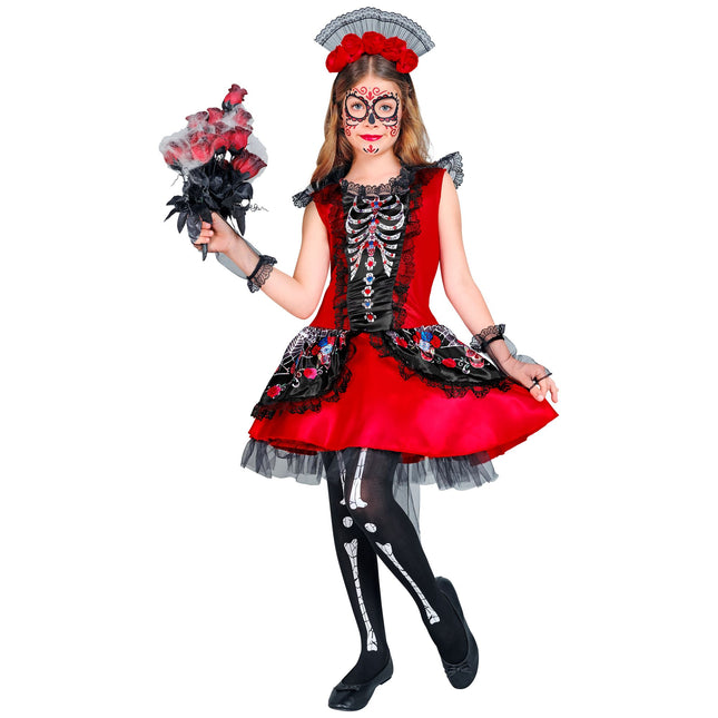 Robe Dia De Los Muertos Noir Rouge