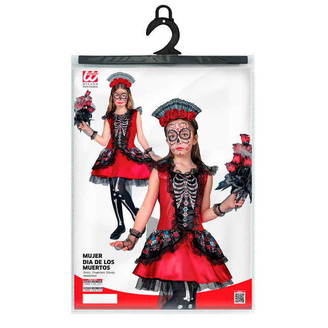 Robe Dia De Los Muertos Noir Rouge