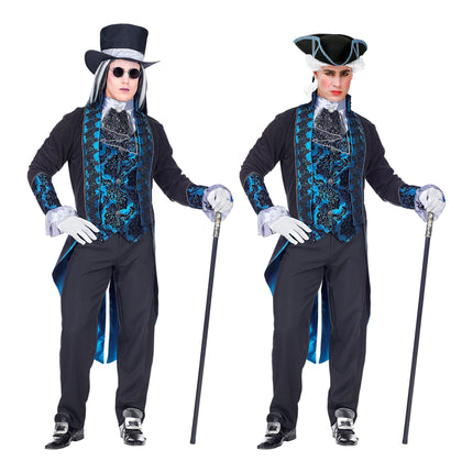 Costume d'Halloween Noir Bleu Vampire Homme