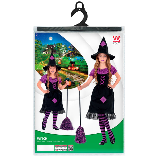 Costume d'Halloween Noir Violet Fille Sorcière