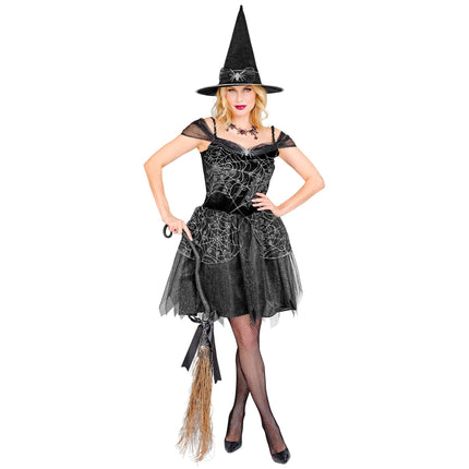 Costume d'Halloween Femme noire sorcière 2 pièces