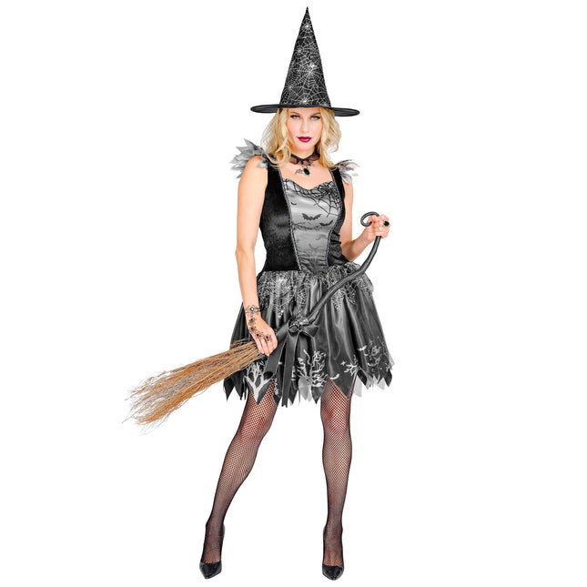 Costume d'Halloween Noir Argent Femmes Sorcière