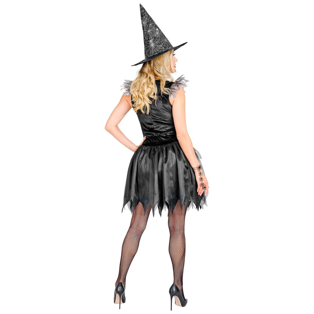 Costume d'Halloween Noir Argent Femmes Sorcière